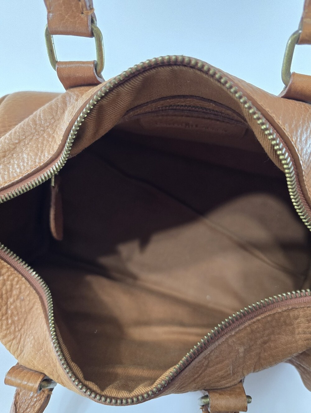 Ralph Lauren Vintage Speedy Dr Bag Pebble Saddle Tan Leather Satchel VTG 90s - Picture 13 of 16